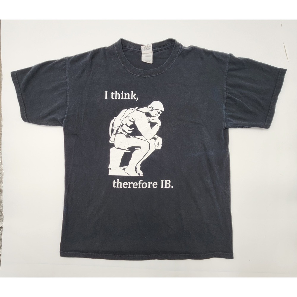 Vintage Gildan Heavy Cotton I think therefore I‎ be Black Tshirt L